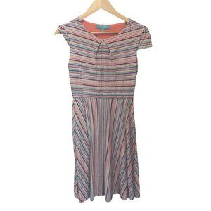 Fever London Heritage Dress Women 2 UK 6 Cap Sleeve Fit Flare Stretch Fabric